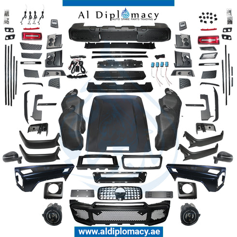 W463 2019 BRABUS BODYKIT FIT OLD MODEL. FRONT BUMPER, REAR BUMPER, HOOD, FENDER, HEADLIGHT, GRILLE, HEADLIGHT FRAM, STOPLIGHT, WHEEL ARCH, AND MIRROR